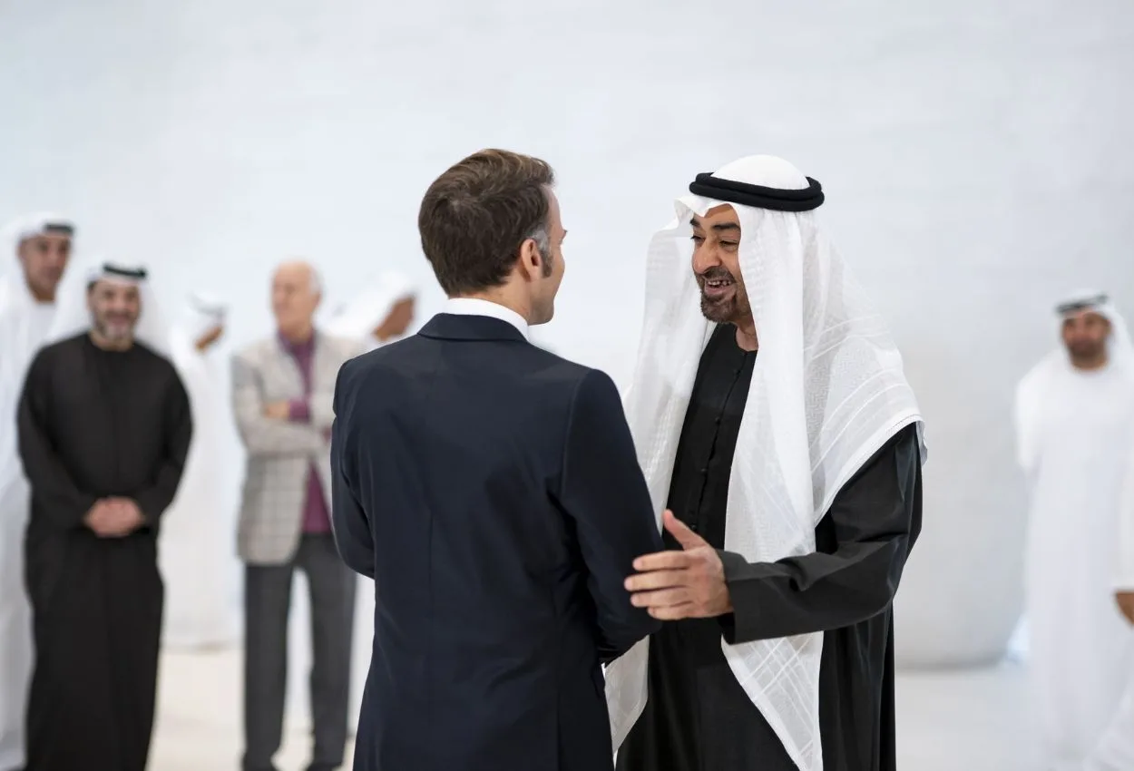 UAE President Sheikh Mohamed bin Zayed welcomes French President Emmanuel Macron