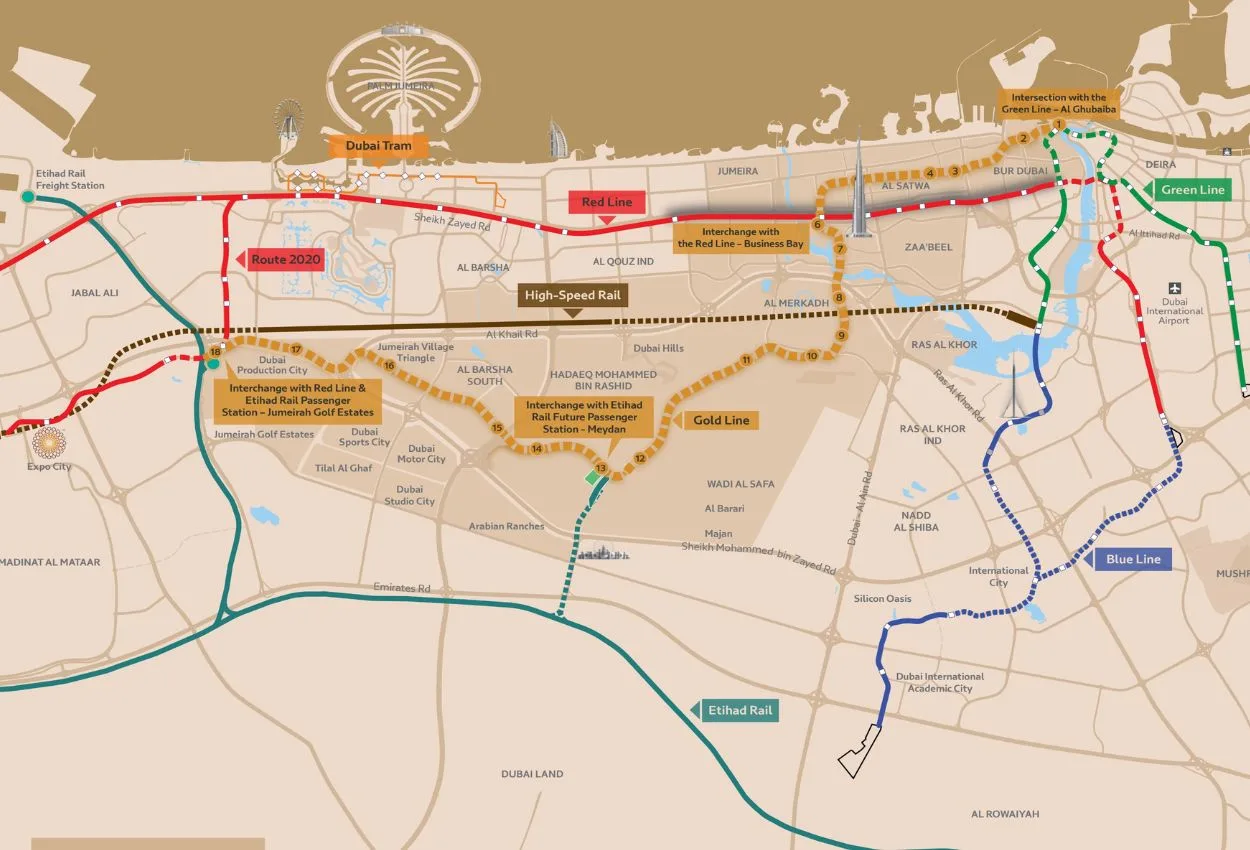 REVEALED: $9.25 billion Dubai Metro Gold Line route