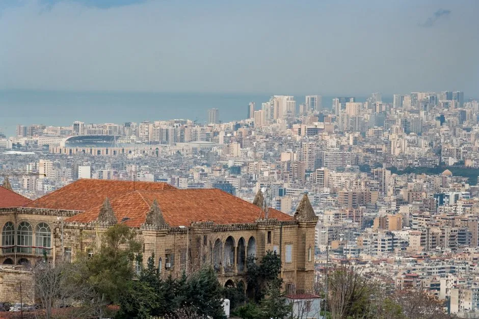 Scenic view of Beirut's urban skyline and historic architecture on a cloudy day.