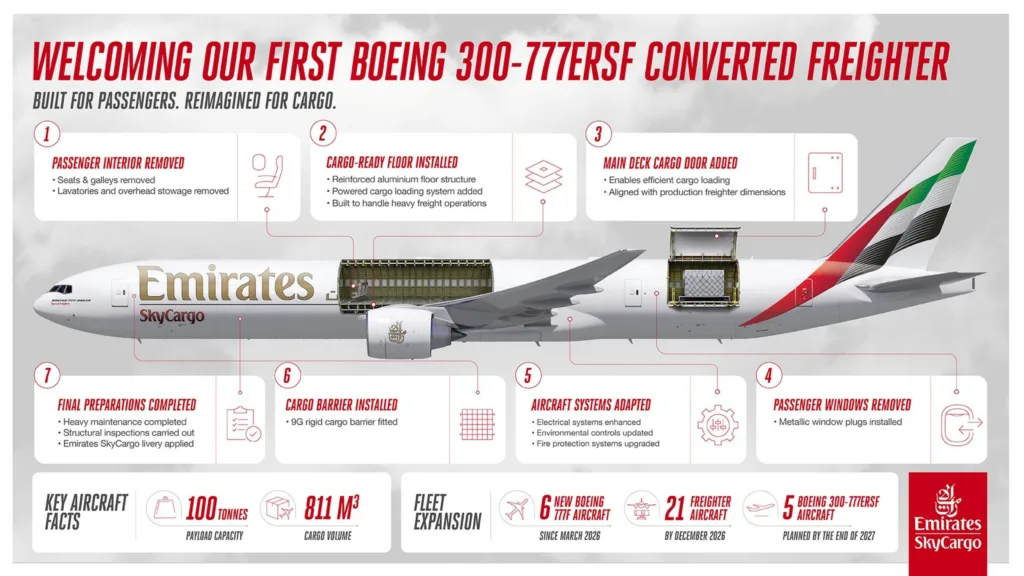How Emirates turns a passenger jet into a freighter