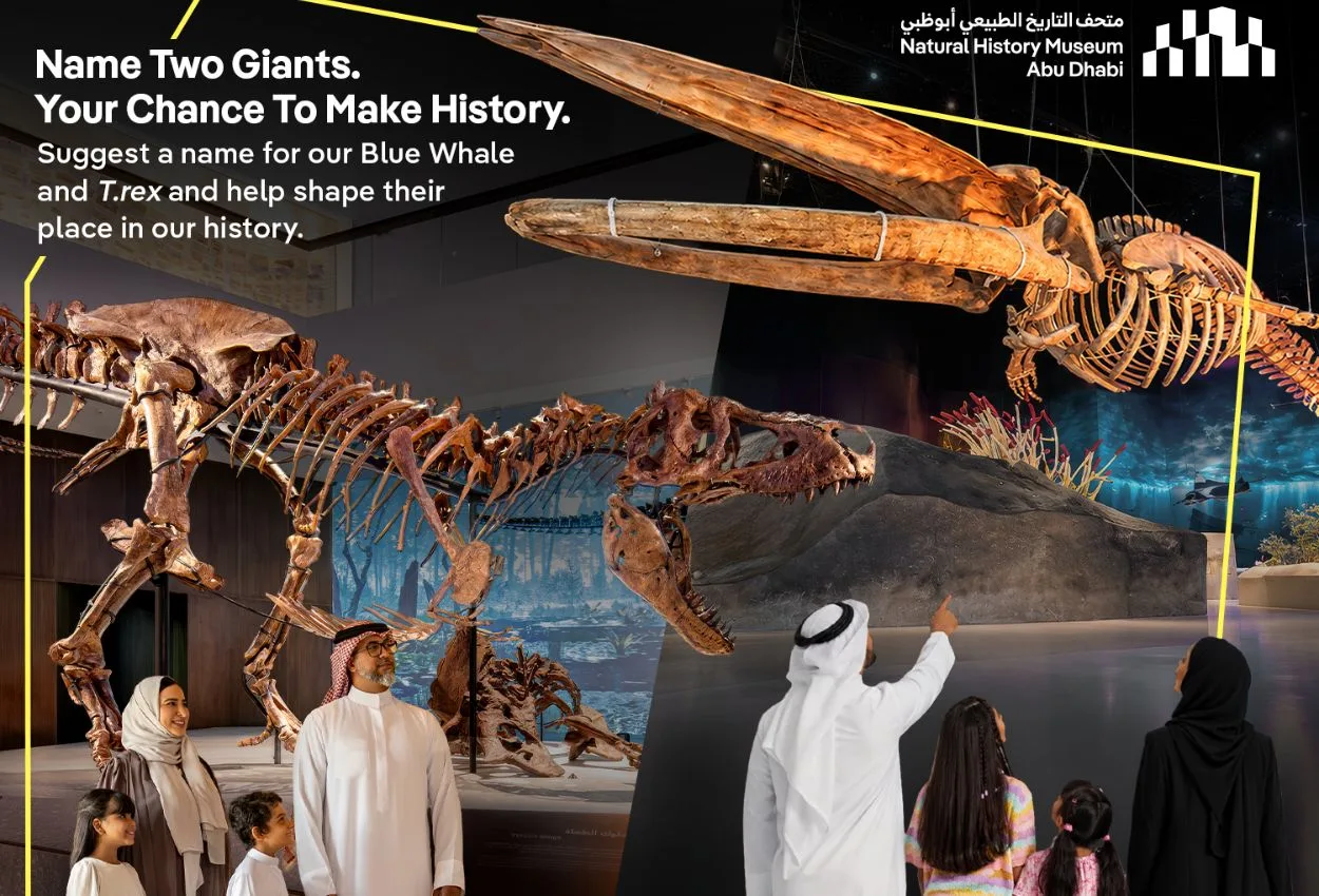 Natural History Museum Abu Dhabiwants the public to name its T. rex and blue whale